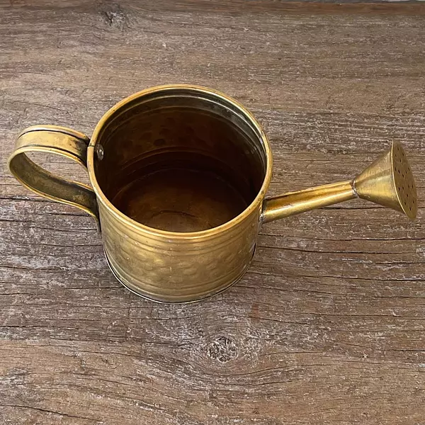 Regadera Pequeña En Lámina De Bronce - India 1980