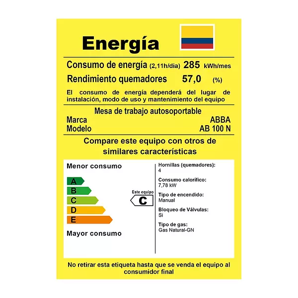 Estufa Piso Gabinete Abba Ab100-5 Gas 4 Puesto Quemador Alum