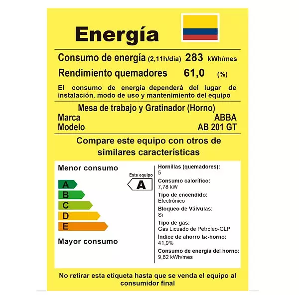 Estufa Piso Horno Abba Ab201-5gt Gas 4 Puesto Gratinador