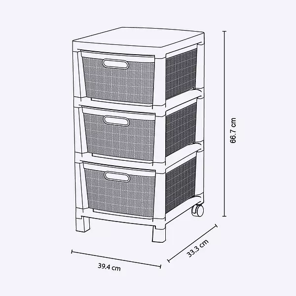 Cajonero Rimax Fique 3 Gavetas Gris Hielo