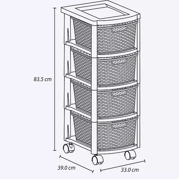 Cajonero Rimax Apariencia Rattan 4 Gavetas Altas Nautica