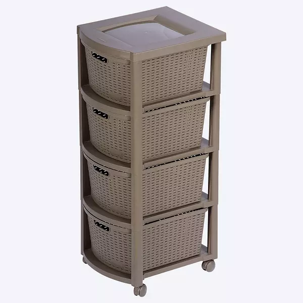 Cajonero Rimax Apariencia Rattan 4 Gavetas Altas Taupe