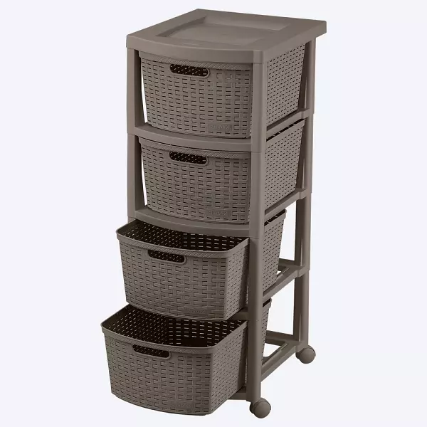Cajonero Rimax Apariencia Rattan 4 Gavetas Altas Taupe