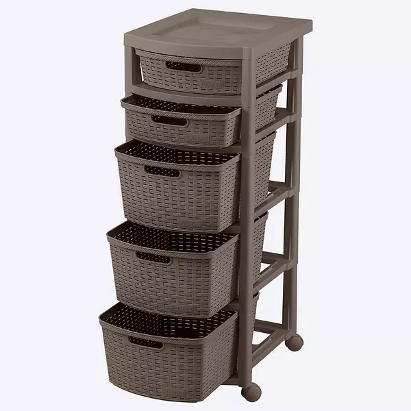 Cajonero Rimax Rattan 5 Gavetas 2p3g Mocca