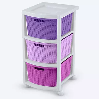 Cajonero Rimax Apariencia Rattan 3 Gavetas Altas Niña