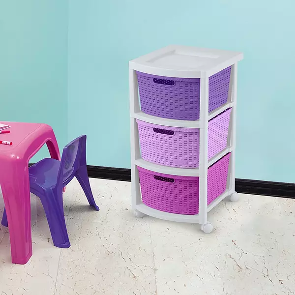 Cajonero Rimax Apariencia Rattan 3 Gavetas Altas Niña