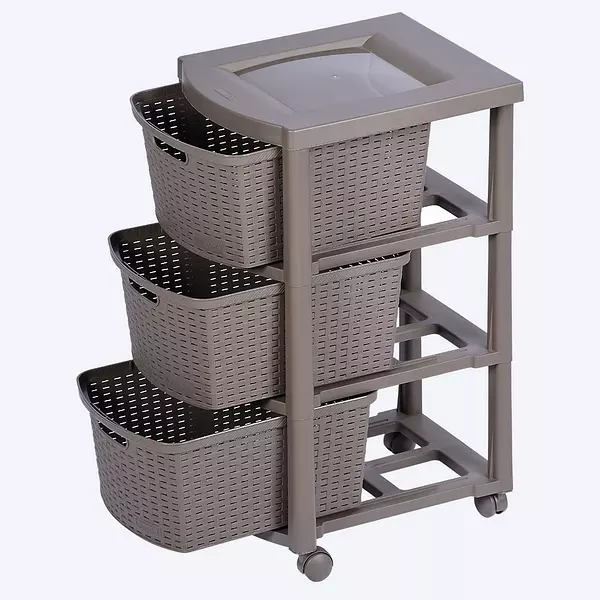 Cajonero Rimax Apariencia Rattan 3 Gavetas Altas Mocca