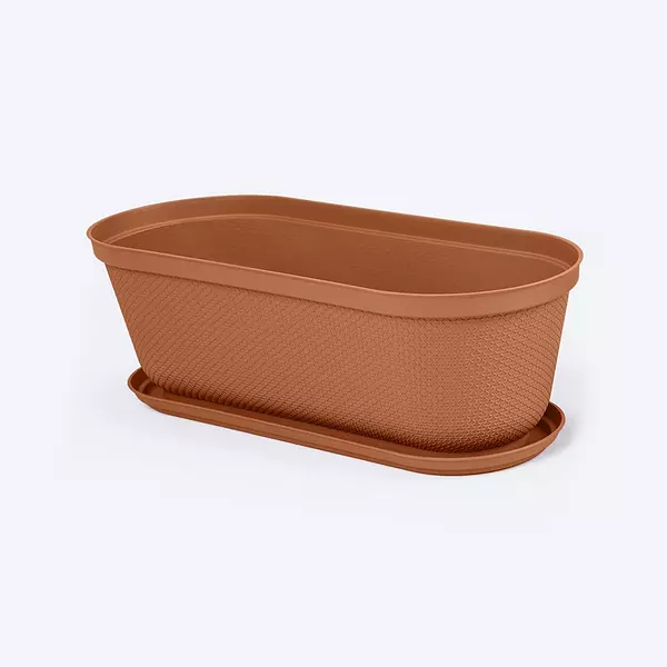 Matera Rimax Ovalada Rafia 60 Cm Con Plato Terracota