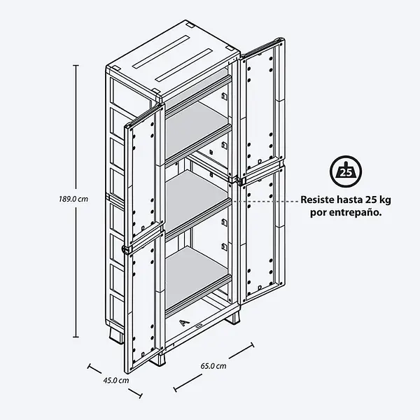 Armario Rimax Grande Barú Gris Claro