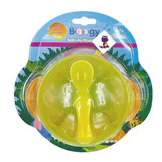 Plato Adherente Amarillo + Cuchara