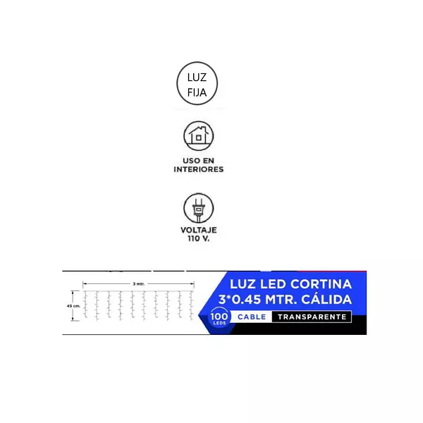 Luz Led Cortina Calida