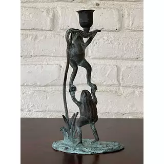Candelabro Ranas Malabaristas Con Espacio Para Una Vela