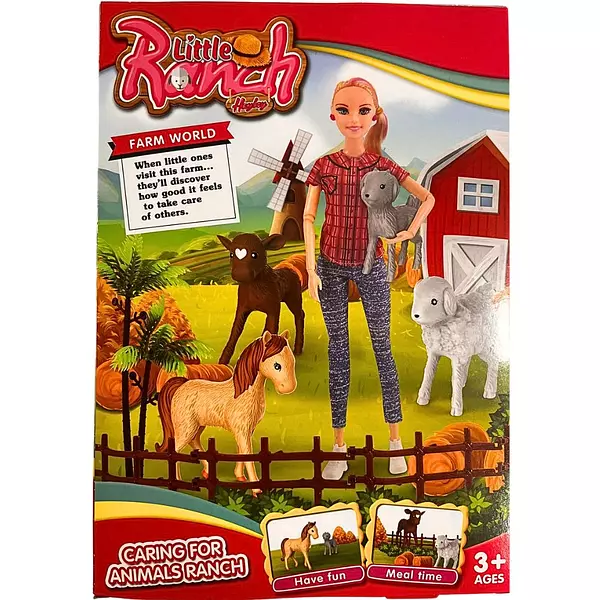 Muñeca Set Granja Con Mascotas