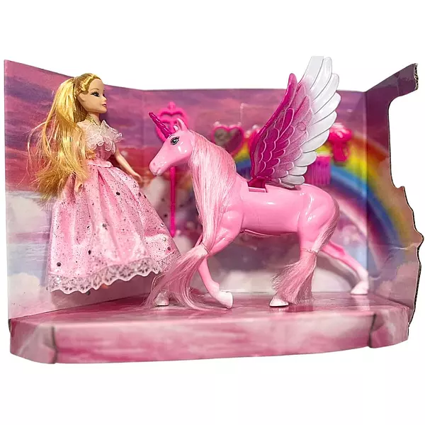 Muñeca Con Unicornio Y Accesorios De Belleza