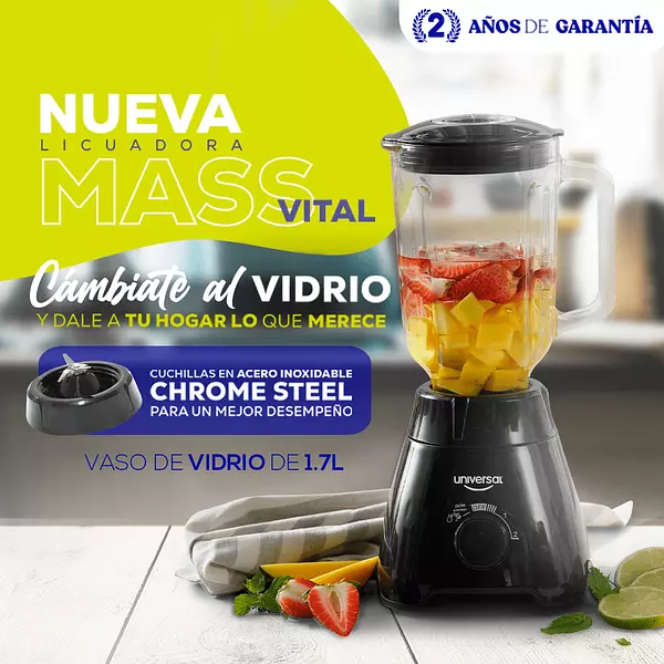 Licuadora Universal Mass Vital Vaso Vidrio 1.75 Litros 550w