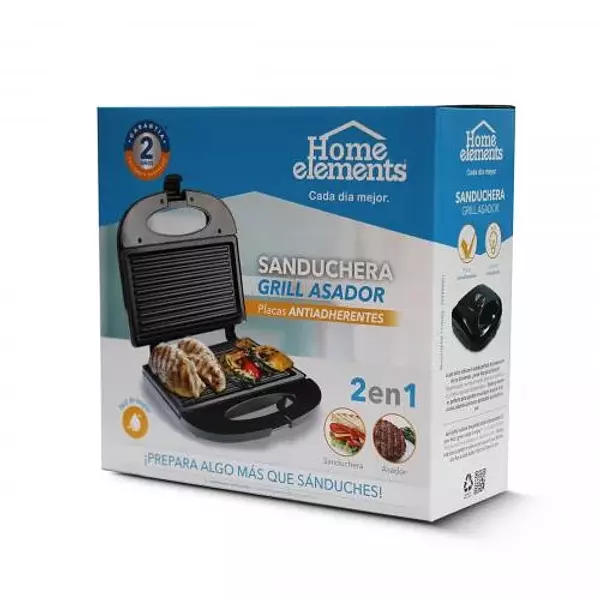 Sanduchera Home Elements Grill Asador Negra