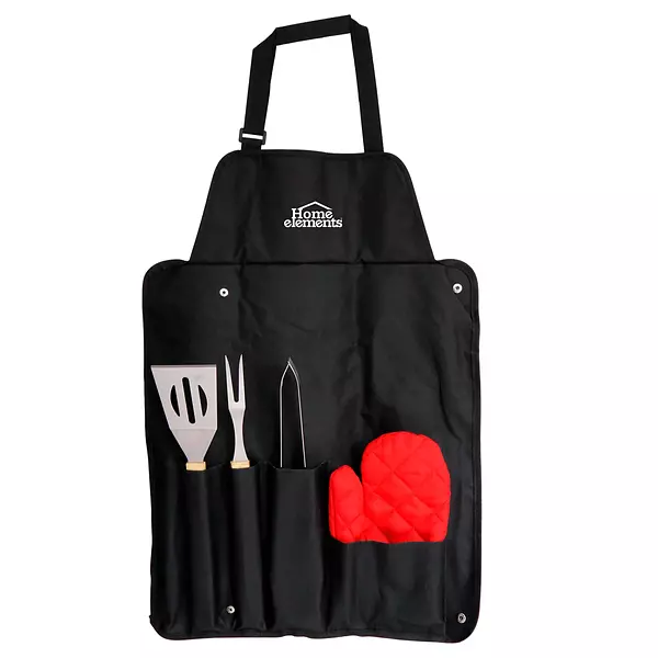 Asador De Carbón Home Elements + Set 5 Piezas Utensilios Bbq