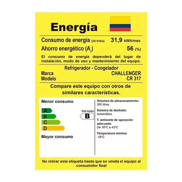 Nevera Challenger 317 Litros No Frost Panel Digital - Cr317