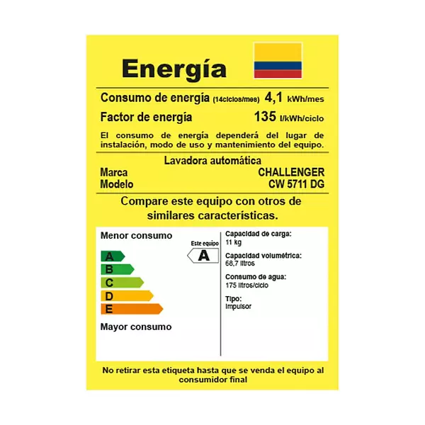 Lavadora Challenger Automática Gris 11kg (24lb) - Cw5711 Dg