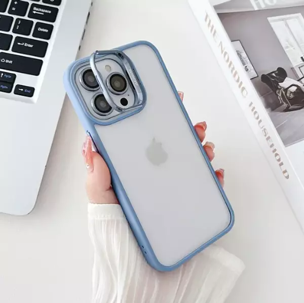 Case Borde Azul Soporte Cámaras Iphone11