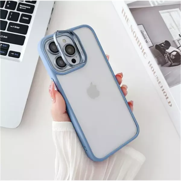 Case Borde Azul Soporte Cámaras Iphone14pro+