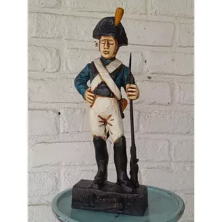 Figura Tallada En Madera De Soldado Francés 1970
