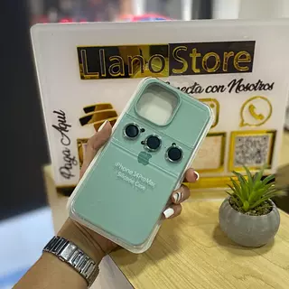Silicon Case Verde Protector Cámara Iphone15pro