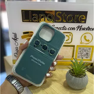 Silicon Case Verde Protector Cámara Iphone15pro+