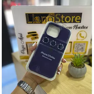 Silicon Case Morado Protector Cámara Iphone15pro+