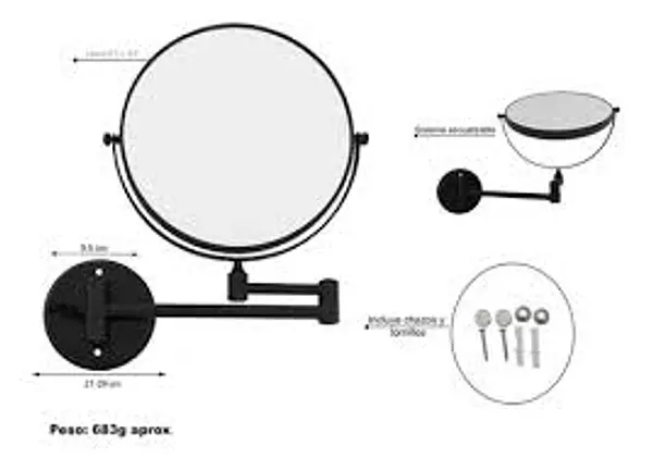 Espejo Circular Escualizador Negro