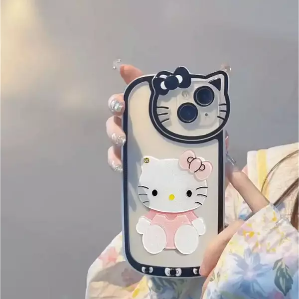 Case Hello Kitty Borde Negro Iphone12pro+