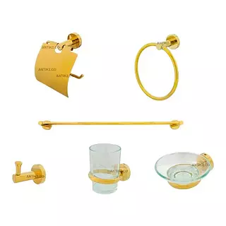 Juego Accesorios Redondo Dorado