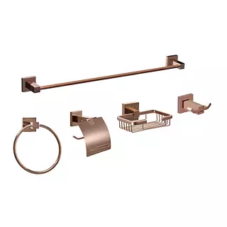 Juego Accesorios Oro Rosa Cuadrado