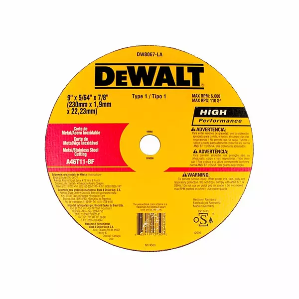 Disco Corte De Metal Dewalt 5/64" 9" X 5/64 X 22,23 Mm