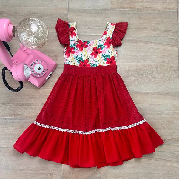 Vestido Rojo-Flores