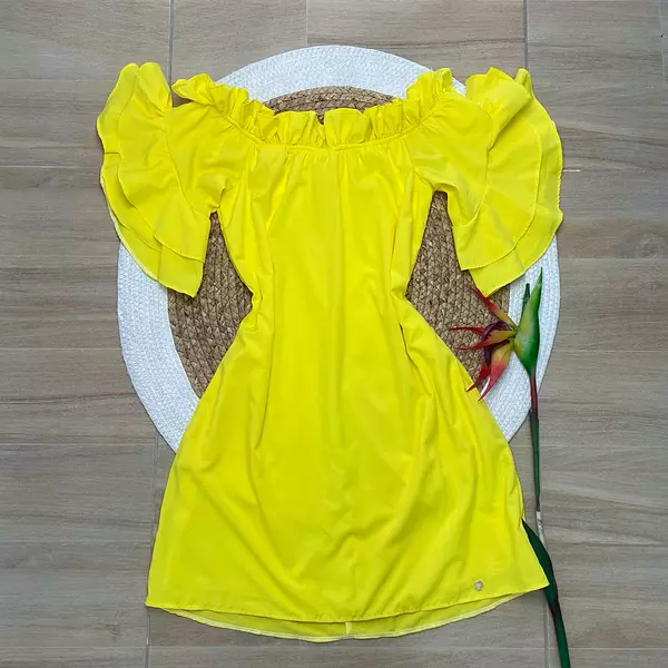 Vestido Amarillo Cuello Bandeja