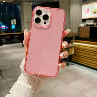 Case Translucido Rosado Escarcha Iphone13pro+