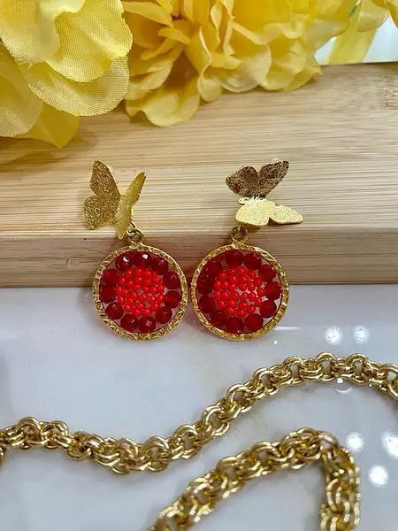 Aretes Mariposa Roja