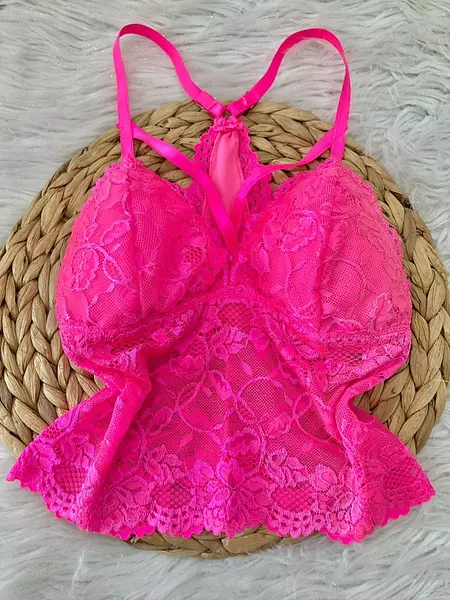 Top Fucsia-Encaje