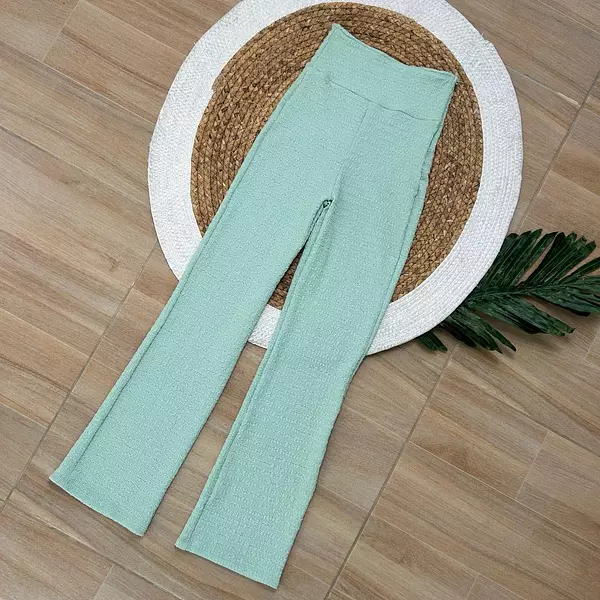 Pantalón En Tela Verde Menta