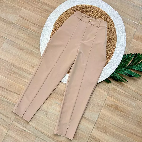 Pantalon De Tela Beige