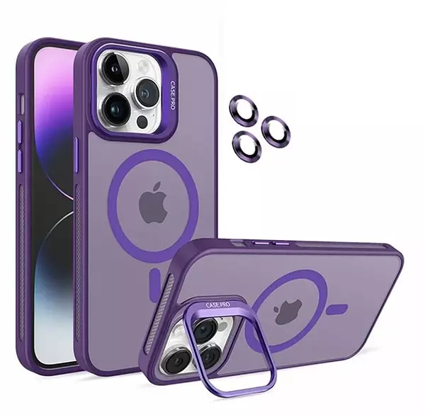 Case Magsafe Morado Mate Protector Cámaras Iphone15pro+