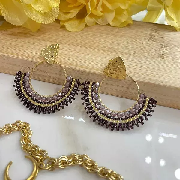 Aretes Gris-Morado