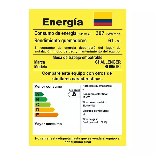 Estufa Challenger De Empotrar 5 Puestos Si 6951