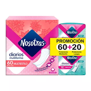 Protectores Nosotras Diarios Multi.60Uds+20