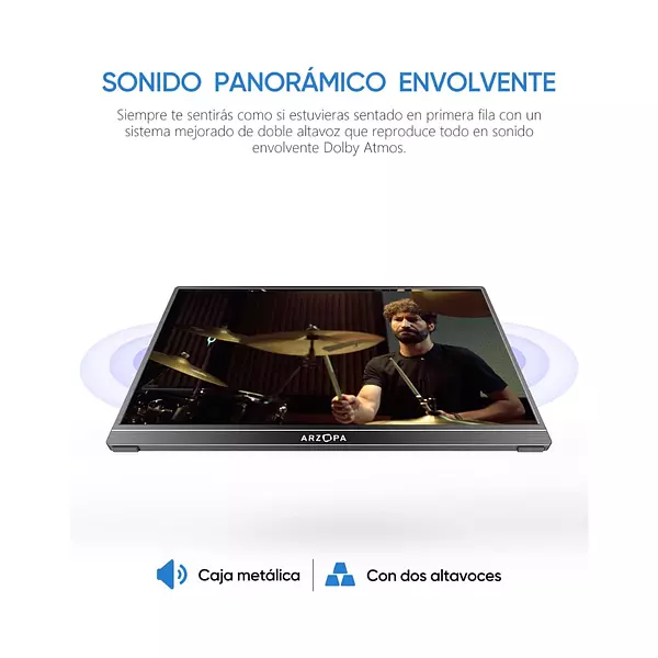Monitor Portátil Full Hd De 15,6" Arzopa