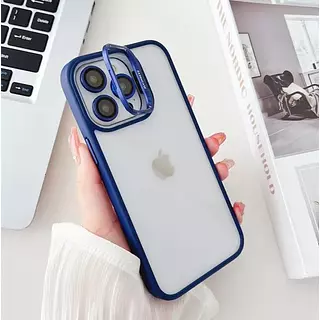 Case Borde Azul Soporte Cámaras Iphone15