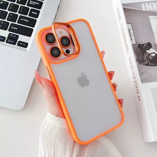 Case Borde Naranja Soporte Cámaras Iphone15