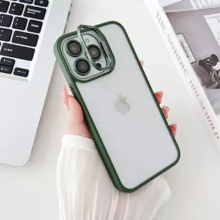 Case Borde Verde Soporte Protector Cámaras Iphone14