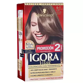 Tinte Igora Kit 6-1 Rubio Oscuro Cenizo